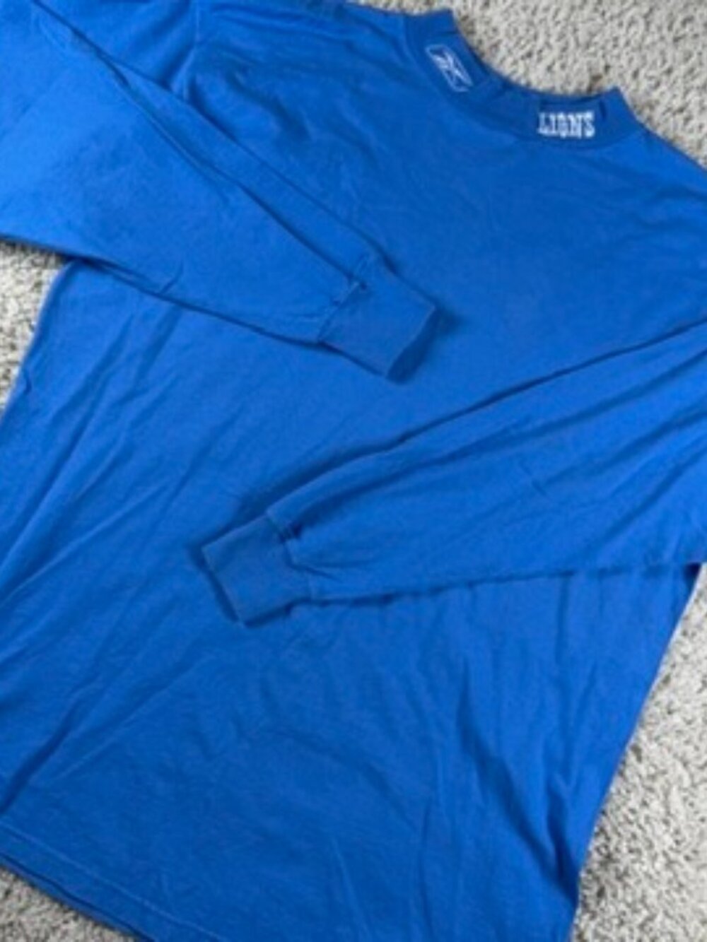 Reebok NFL Detroit Lions Mens Size L Royal Blue Long Sleeve Mock Neck Shirt